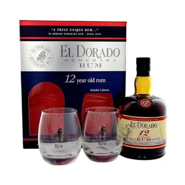 El Dorado 12 éves rum 0,7 pdd. 40% + 2 pohár