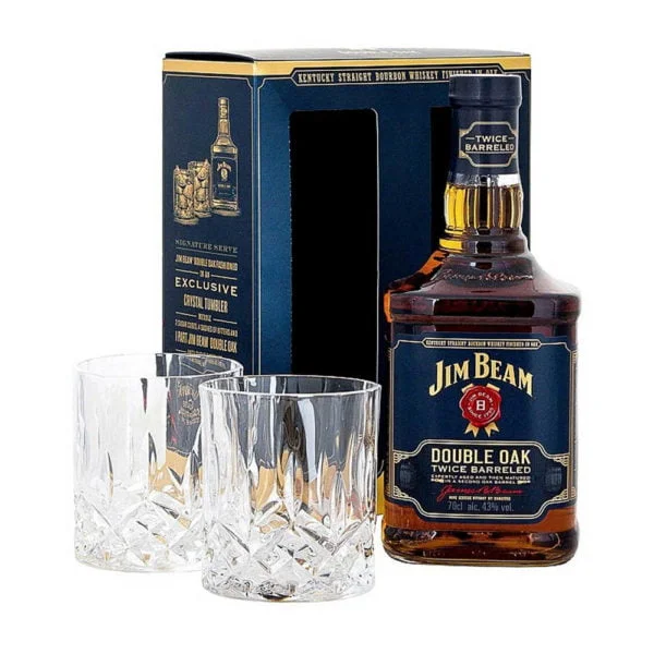 Jim Beam Double Oak whiskey 0,7 pdd + 2 pohár 43%