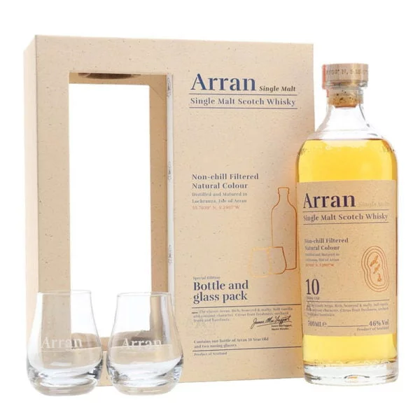 Arran 10 éves Single Malt whisky 0,7 pdd+2pohár 46%