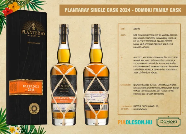 Planteray Barbados 2016 DOMOKI Family Cask Limited Edition rum 0,7 pdd 45% - Image 3