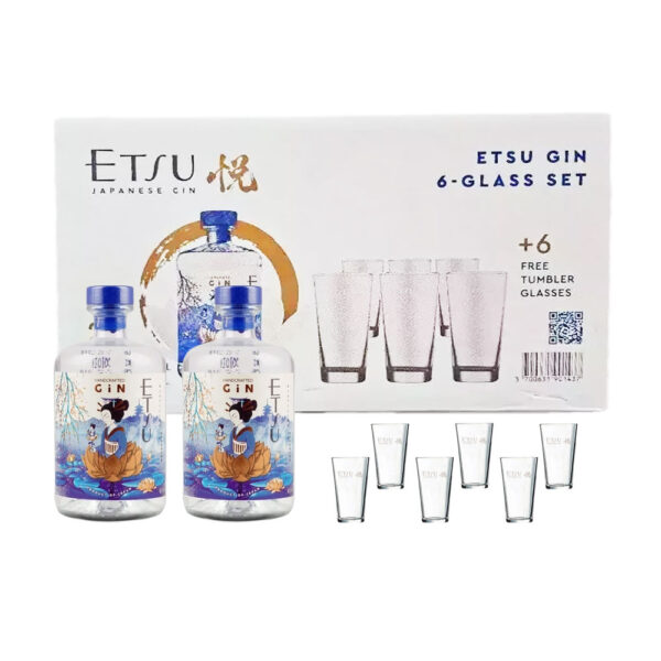 Etsu Handcrafted gin 2*0,7 + 6 pohár 43% DRS
